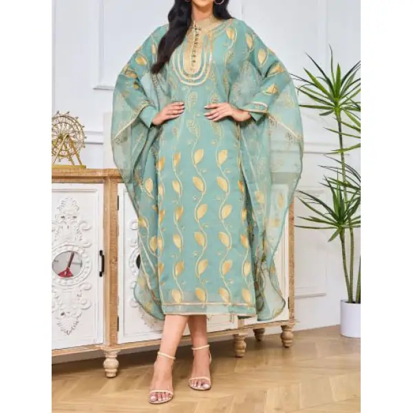 Embroidered Gold Web Ramadhan Robe - Ootdyouth.com 