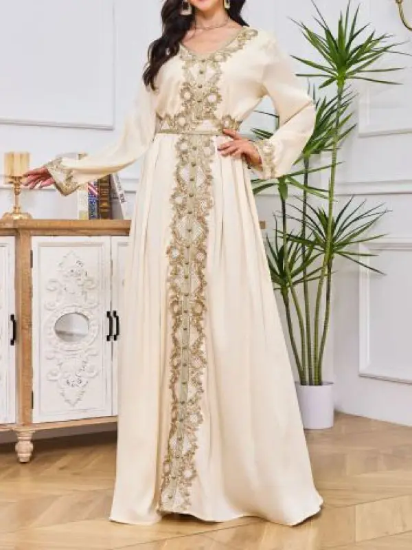 Stylish Arabic Muslim Embroidered Abaya Dress - Cominbuy.com 