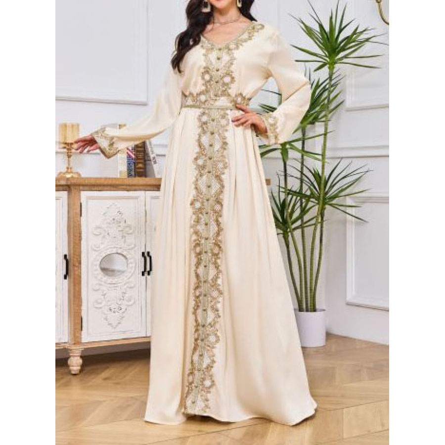 

Stylish Arabic Muslim Embroidered Abaya Dress