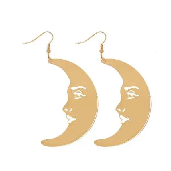 Golden Moon Fashion Earrings - Leanarea.chimpone.com 