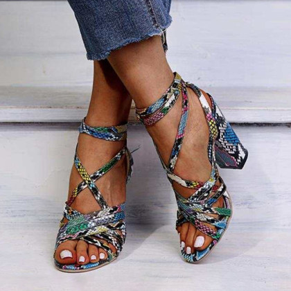 Snakeskin Heeled Sandals