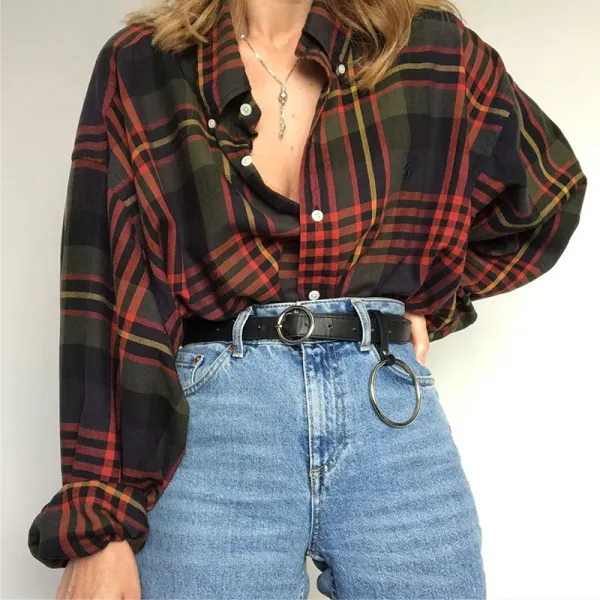 Vintage Plaid Ladies Shirt - Leanarea.chimpone.com 