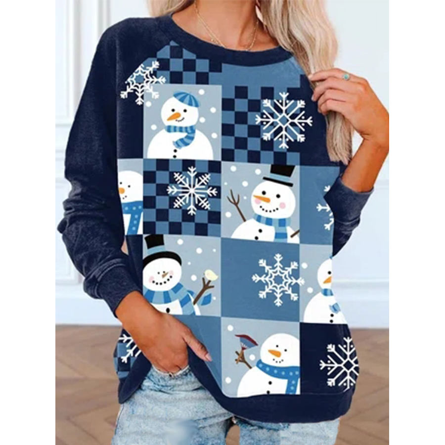 

Christmas Print Round Neck Long Sleeve Casual Sweatshirt