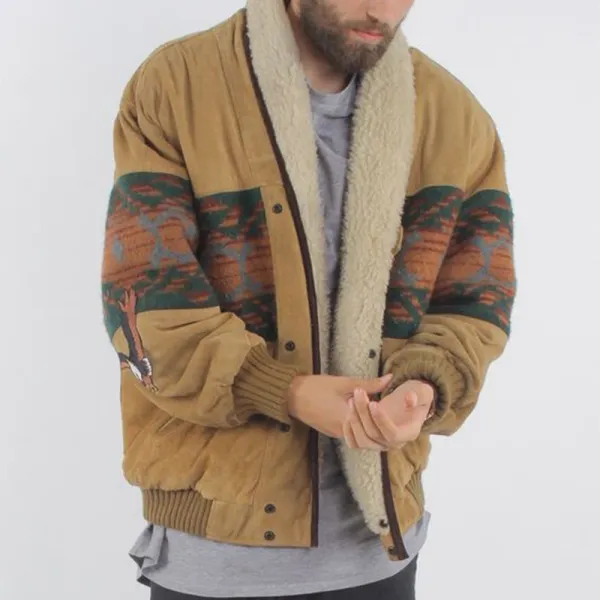 Mens Geometric Print Cake Layered Cotton Coat - Leanarea.chimpone.com 