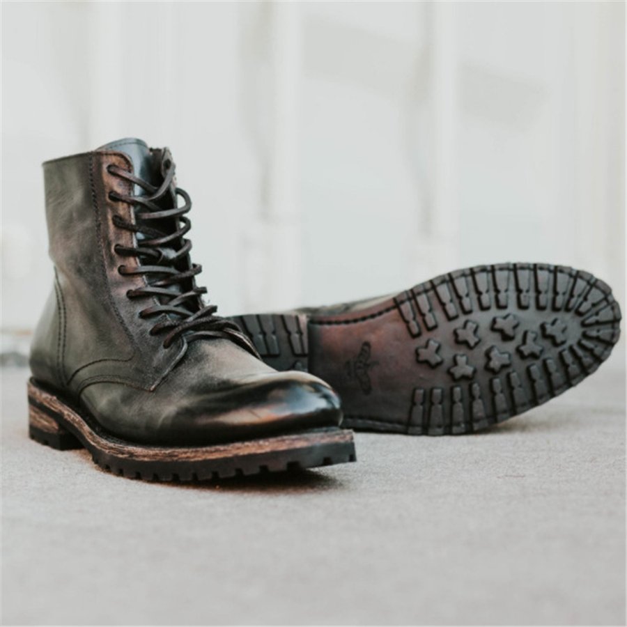 

Men's Fashion Retro Square With Lace-Up Boots