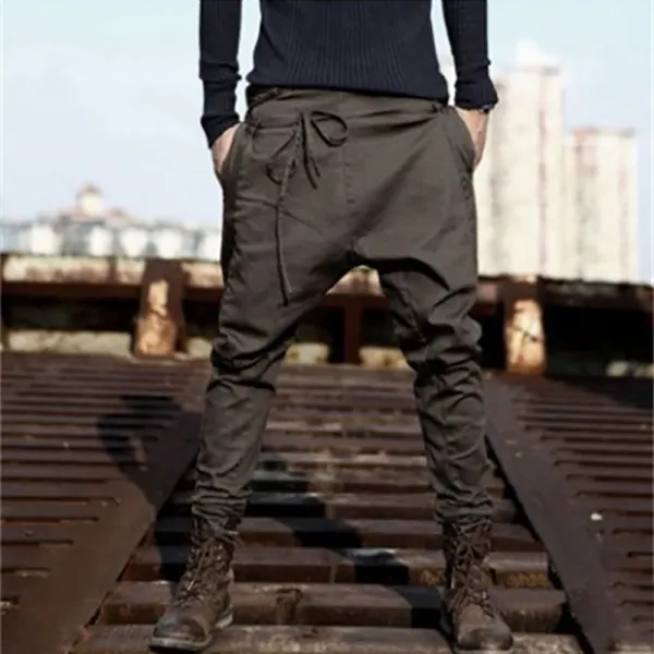 Casual solid color loose tie pants - Annafile.chimpone.com 