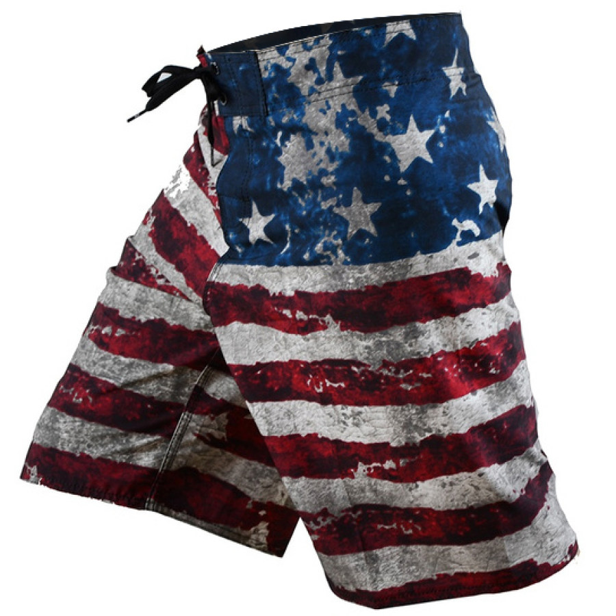 

Mens American flag Quick-drying board shorts