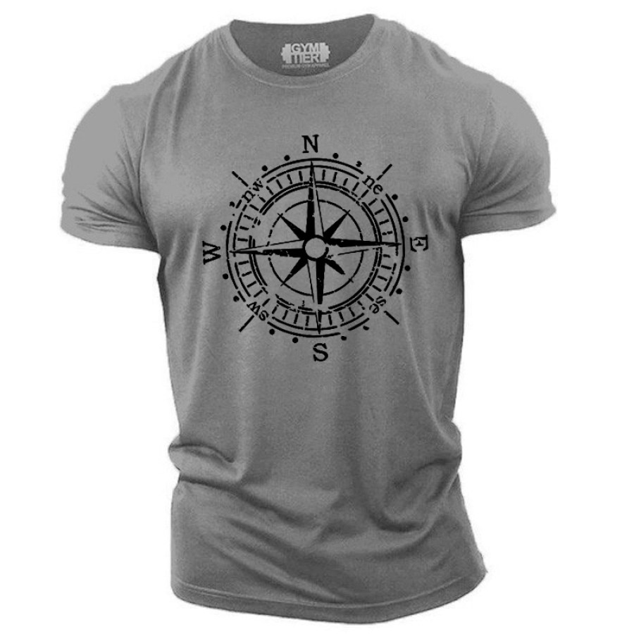 

Men's casual compass print T-shirt