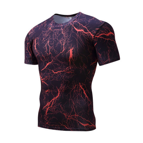 Mens leisure fitness sports quick drying round neck tight T shirt TT236