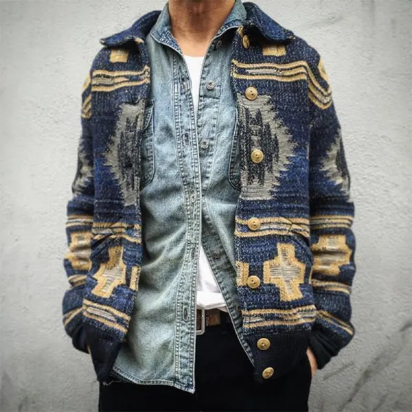 National Man's Autumn Single-Breasted Cardigan - Leanarea.chimpone.com 