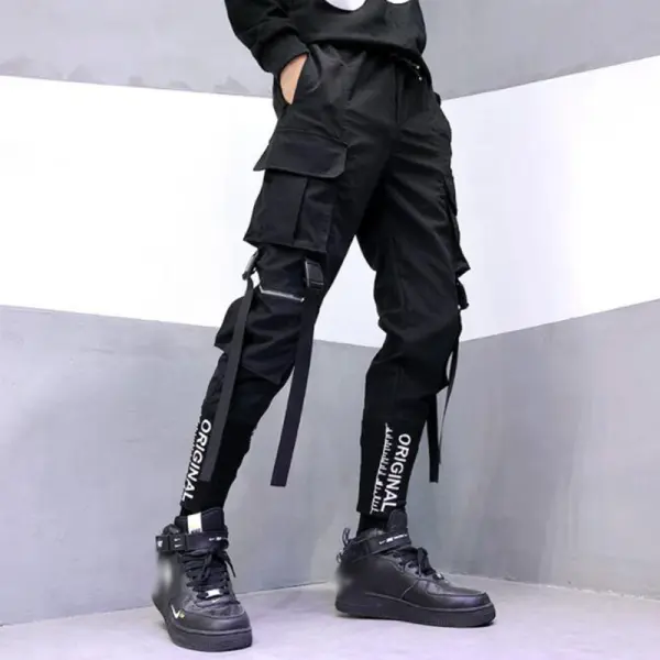 Men's tech style trousers contrast color letters casual pants - Styletaken.chimpone.com 