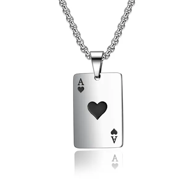 Titane Acier Poke Heart A Spades A Collier Poker Personnalité Pendentif Chance Pendentif Tendance - Faciway.com 