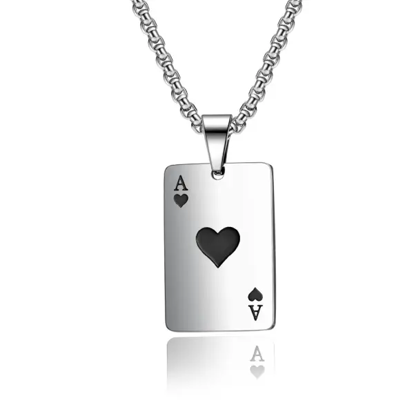 Titanium Steel Poke Heart A Spades A Necklace Poker Personality Lucky Pendant Trendy Pendant - Faciway.com 