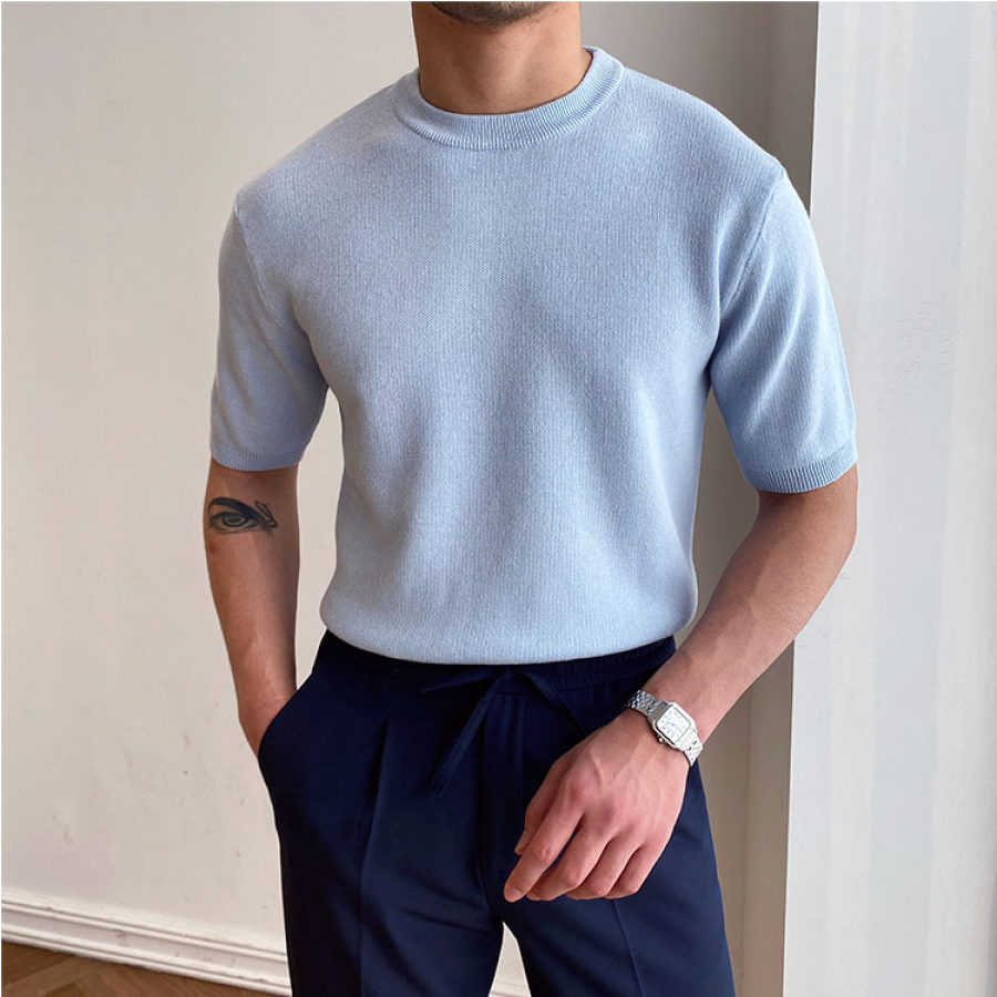 

Gentlemans Classic Plain Knitted Round Neck T-shirt