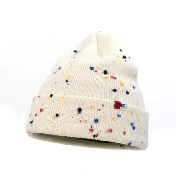 2021 Autumn And Winter Splash Ink Knitted Hat Korean Fashion Big Head Circumference Trend Hat Warm Student Couple Hedging Cold Hat - Orienbest.com 