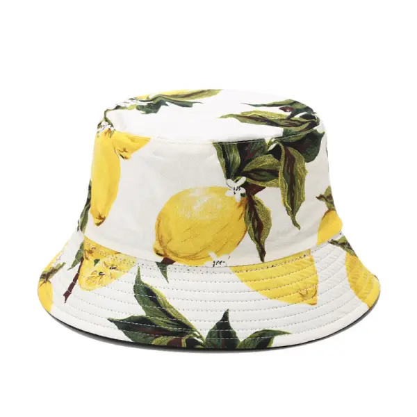 European And American New Tropical Print Fruit Pattern Fisherman Hat Women's Summer Outdoor Sports Visor Hat Casual Basin Hat - Orienbest.com 
