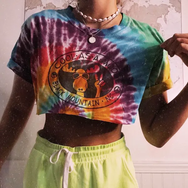 Casual daily tie-dye short-sleeved T-shirt - Leanarea.chimpone.com 