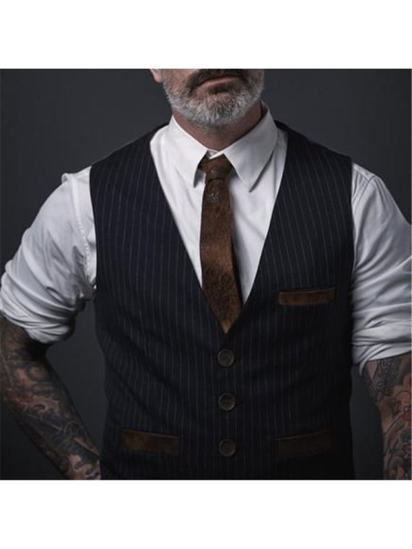 Men's Striped Pocket Vest - menily.com