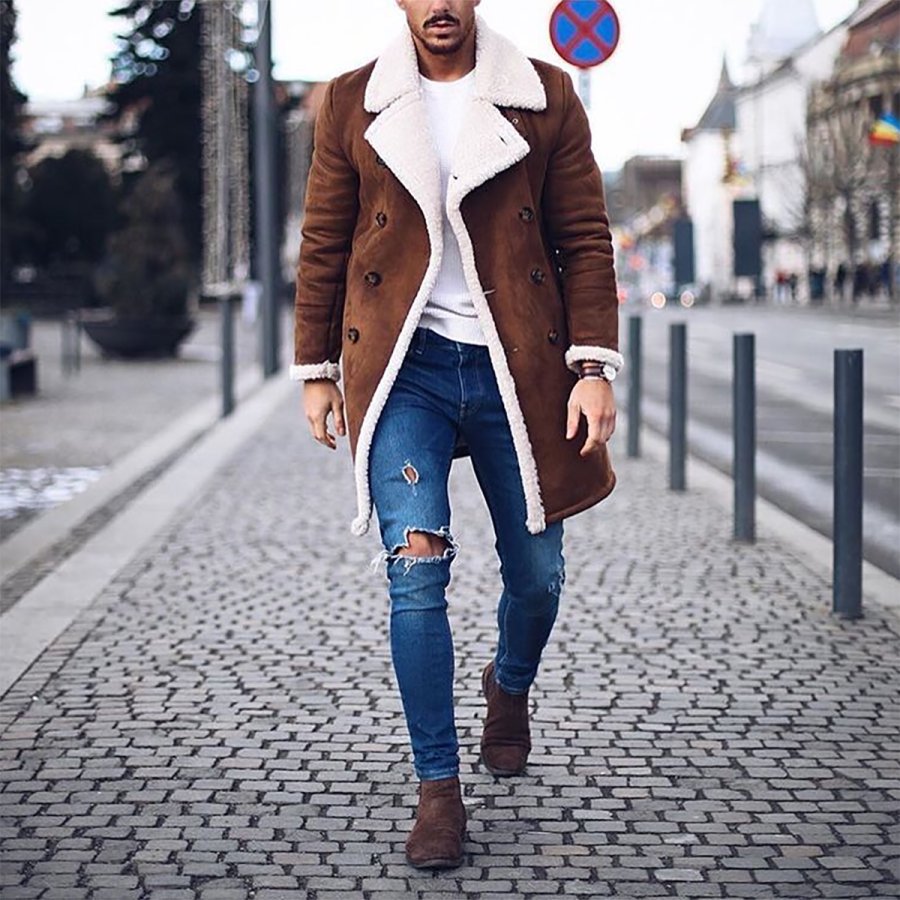 

Fashion Men's Long Sleeve Warm Thicken Outerwear