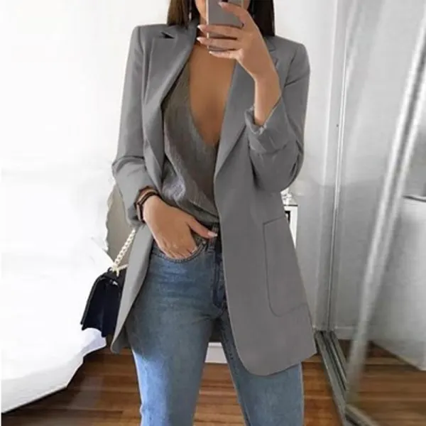 Solid Color Long-Sleeve Pocket Suit - Leanarea.chimpone.com 