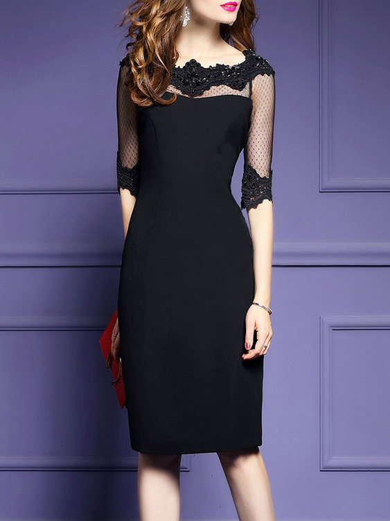 boat neck plain bodycon dress