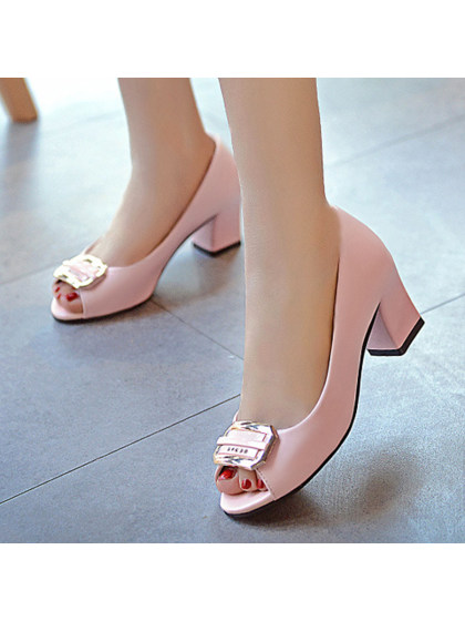 Plain  Chunky  High Heeled  Peep Toe  Date Office Peep-Toe Heels