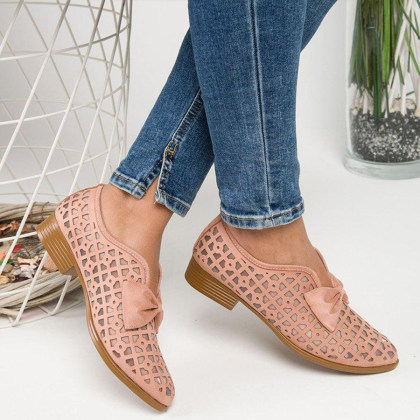 SHOESSEE a Loja de Calçados On Dos Seus Sonhos Oco das mulheres Out Plain Flat Flat Toe Data Viagem Flat & Mocassins
