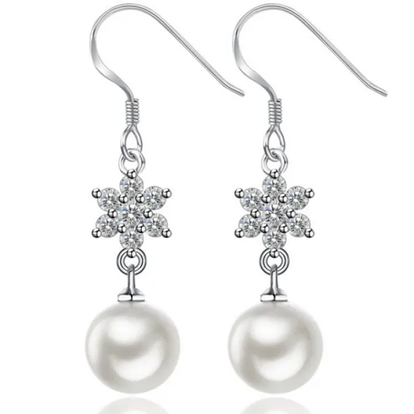 Floral Shape Rhinestone Beads Pendant Earrings - Leanarea.chimpone.com 