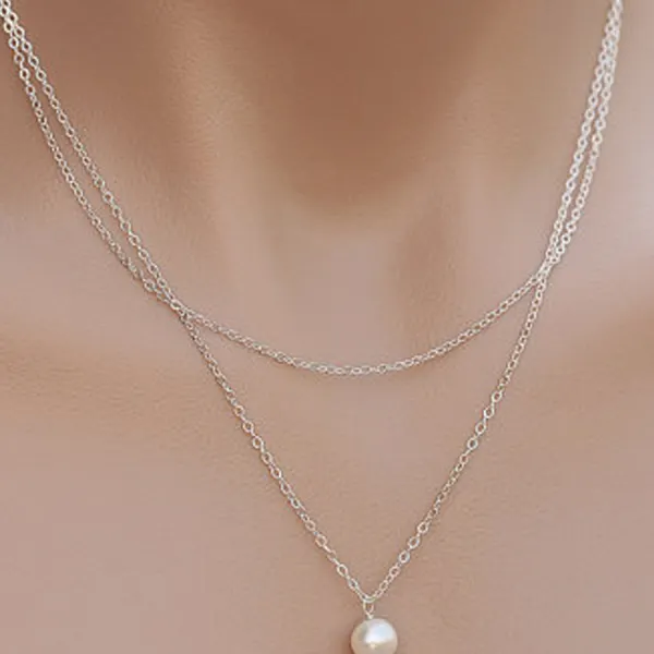 Two Pieces Faux Peral Necklace For Women - Leanarea.chimpone.com 