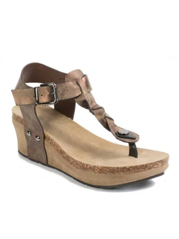 Plain High Heeled Ankle Strap Peep Toe Casual Wedge Sandals - cominbuy.com