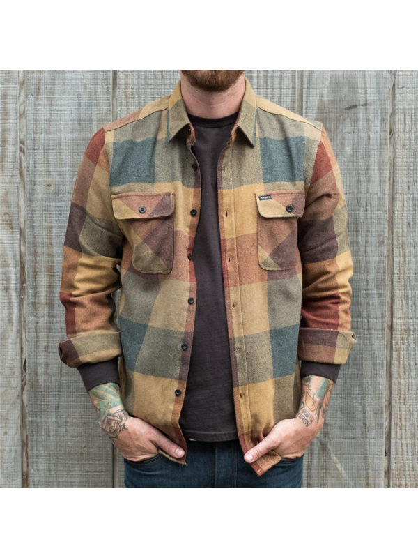 Men's Casual Retro Color Plaid Shirt Jacket