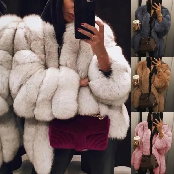 Fashion Faux Fur Long Sleeve Coats - Leanarea.chimpone.com 