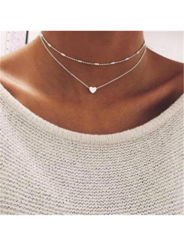Simple hearts copper multilayer clavicle   necklace - Inkshe.com 