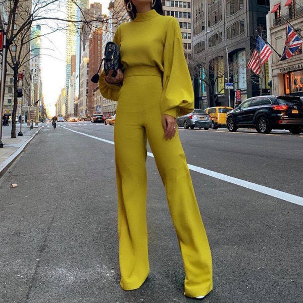 women's commuting asymmetry sleeve pure colour jumpsuit