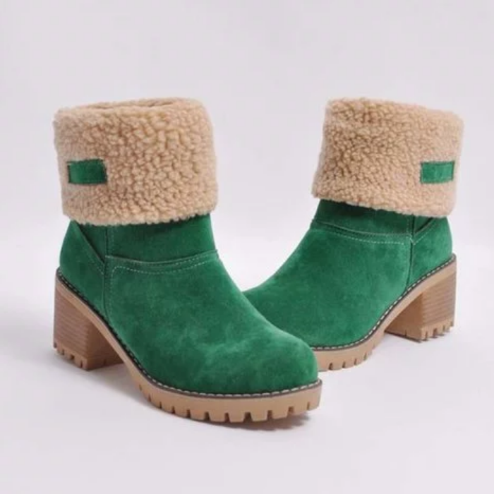 women warm square heels multicolor snow boots