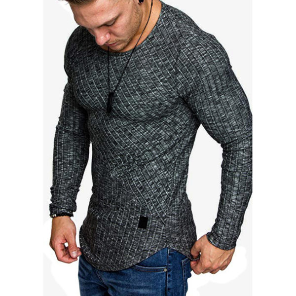 Fashion Solid Color Stitching Long Sleeve T-Shirt - maxizero.com