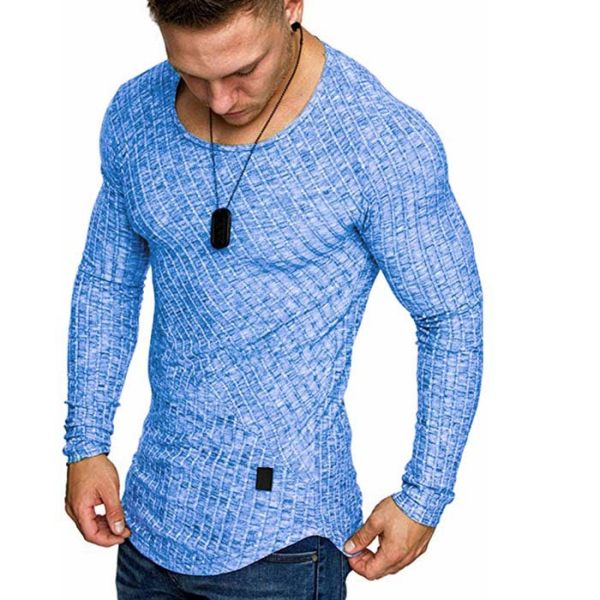 Fashion Solid Color Stitching Long Sleeve T-Shirt - maxizero.com