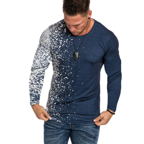 3D Gradient MenS Casual Long Sleeved T Shirt