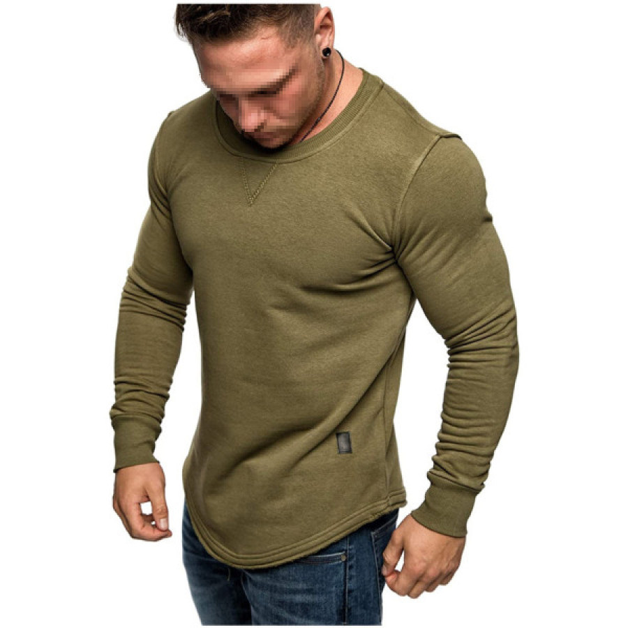 

MenS Solid Color Round Neck Long Sleeve T-Shirt