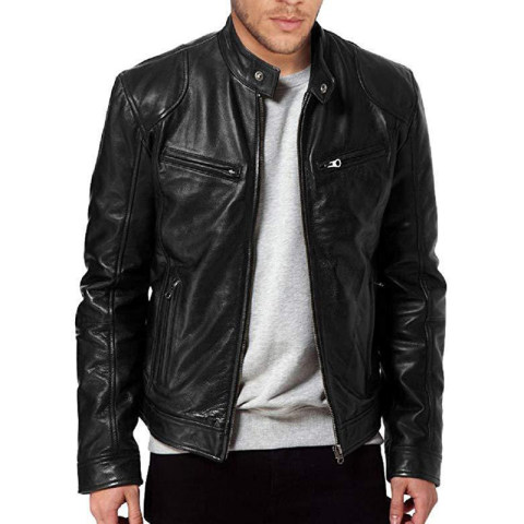 Casual biker leather jacket