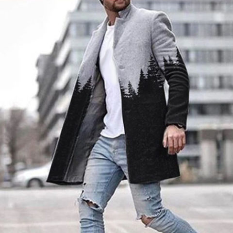 Casual contrast pattern In the long coat