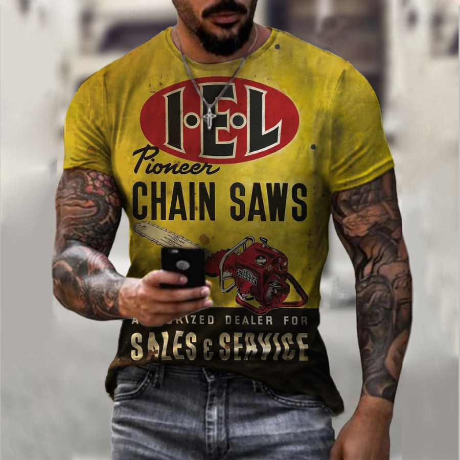 Chainsaw Logo Retro Casual T-shirt