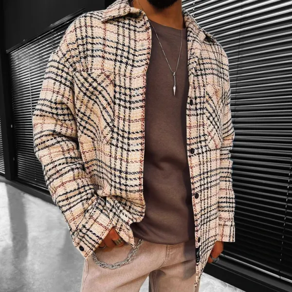 Striped Plaid Texture Long-sleeved Shirt/jacket - Localziv.com 