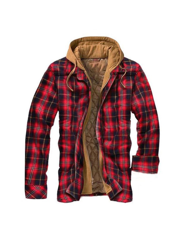 Mens Winter Plaid Thick Casual Jacket