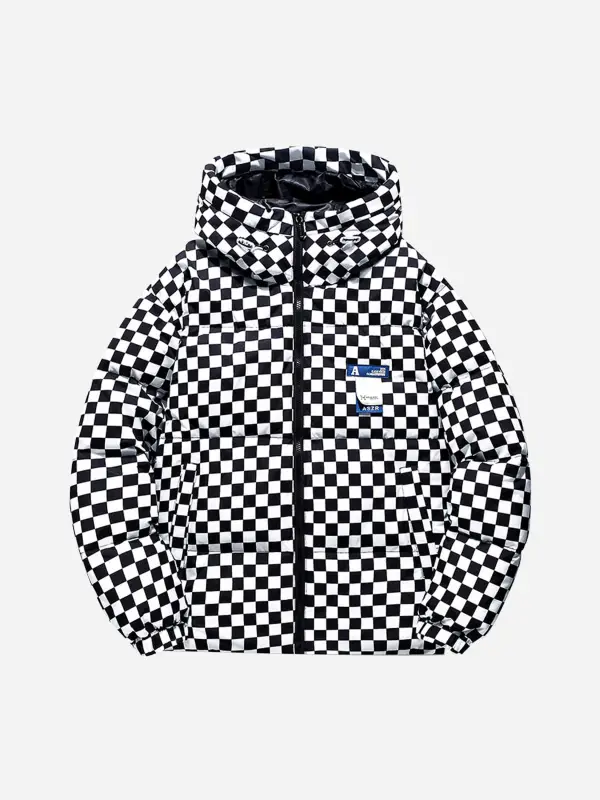 Die Supermade Weiße Entendaunen-Schachbrett-Daunenjacke - Maxizero.chimpone.com 