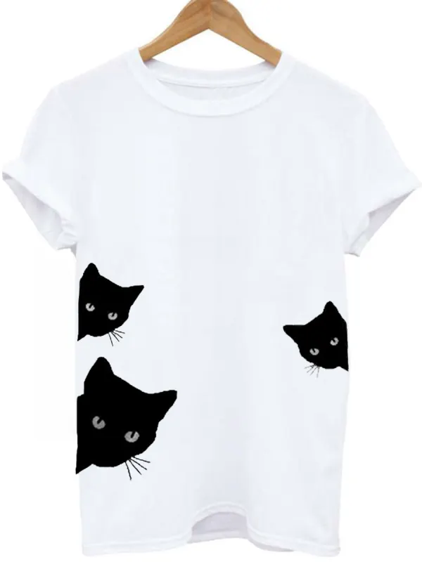 Round Neck  Animal Prints Short Sleeve T-Shirts - Luvyle.chimpone.com 