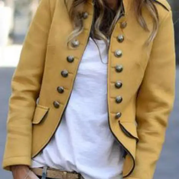 Fashion Pure Colour   Long Sleeve Coat - Leanarea.chimpone.com 