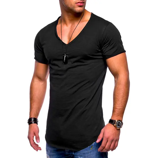 Basic V-Neck Tshirt - Leanarea.chimpone.com 