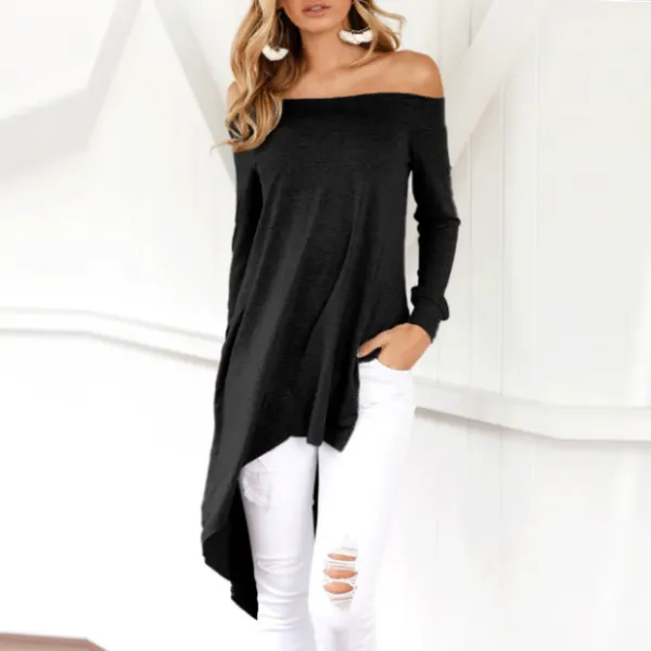 Sexy Off-The-Shoulder Collar With Irregular Hem Party Clothes - Leanarea.chimpone.com 