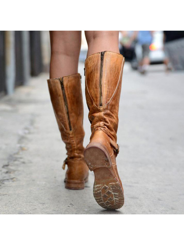 pu knee high flat boots
